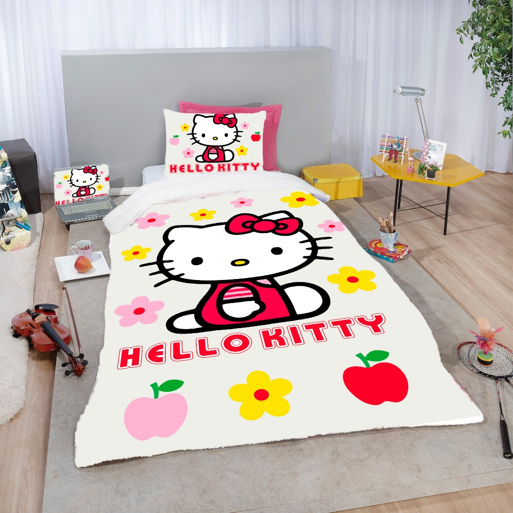 Edredom Stitch menina Solteiro coberdrom manta sherpa lã carneiro quentinho 2 peças em Oferta na Shopee