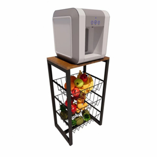 Fruteira De Chão Para Cozinha Preto Fosco Em Aço MDF Amadeirado em Oferta na Shopee