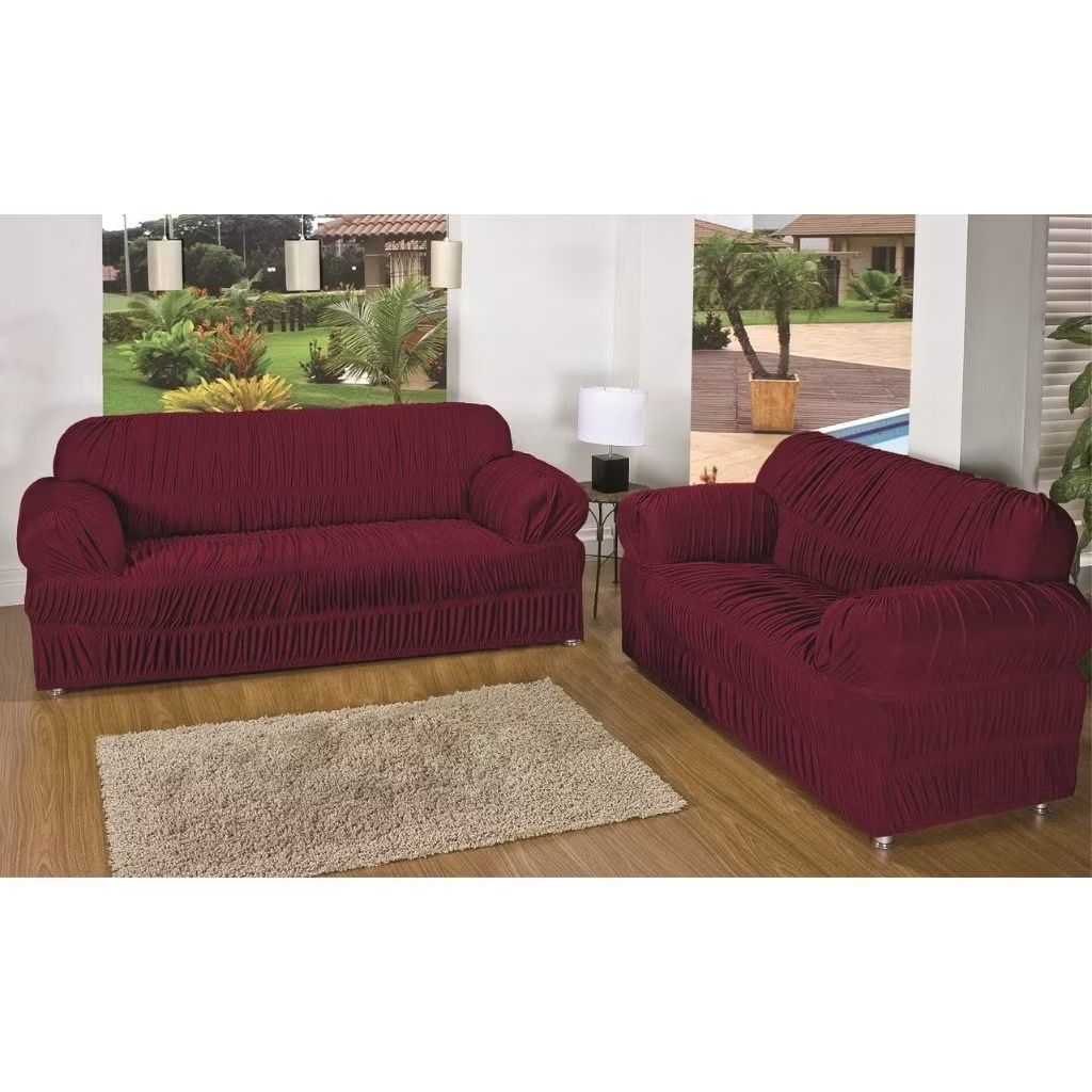 Kit Capa Para Sofá 3 e 2 Lugares Multielastico Malha em Gel Resistente 38 Elásticos Alta Qualidade