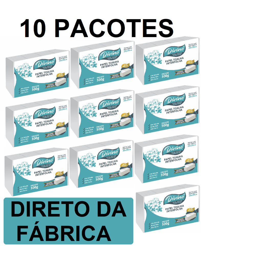 Divino Papel Toalha Branco Interfolha Para Secar As Mãos Banheiro 10,000 Folhas Interfolhado Dobras Branco