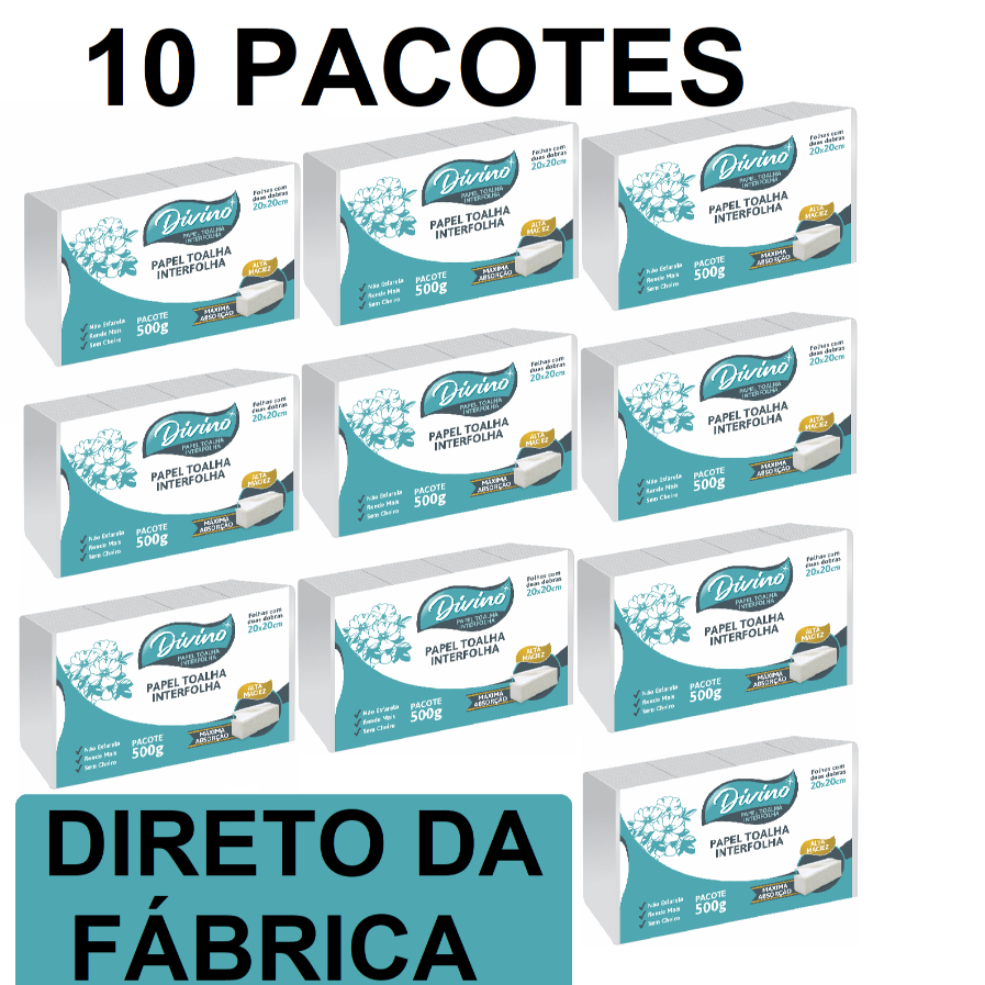 Papel Toalha Interfolhado Divino Branco Para Secar As Mãos 10.000 Folhas