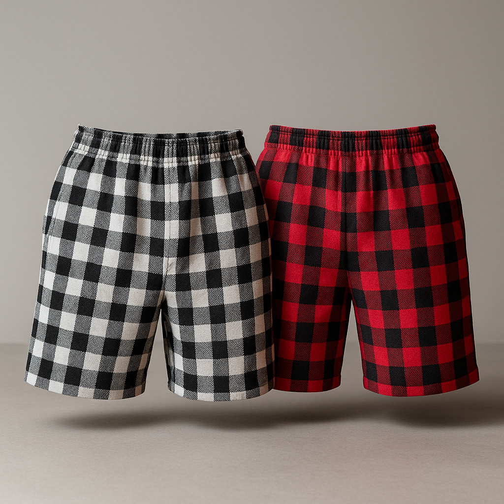 VB ONLINE Kit 2 Bermudas Masculinas Flanela Xadrez Pijama Confortável Lançamento Natal Do M ao G1