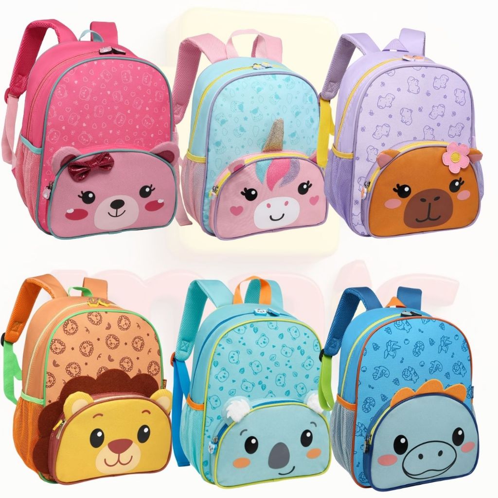 Mini Mochila Tututti Animais 32x27x11 Escolar Infantil Menina e Menino Nova Rio em Oferta na Shopee