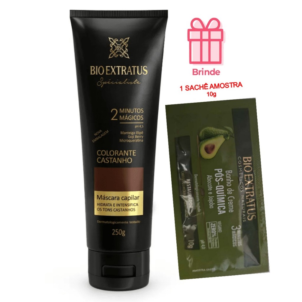 MASCARA COLORANTE CASTANHO BIO EXTRATUS em Oferta na Shopee