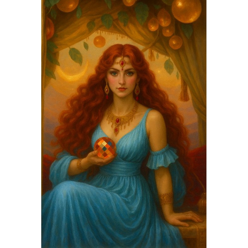 Quadro Decorativo Cigana do Ouro Ruiva do Vestido Azul