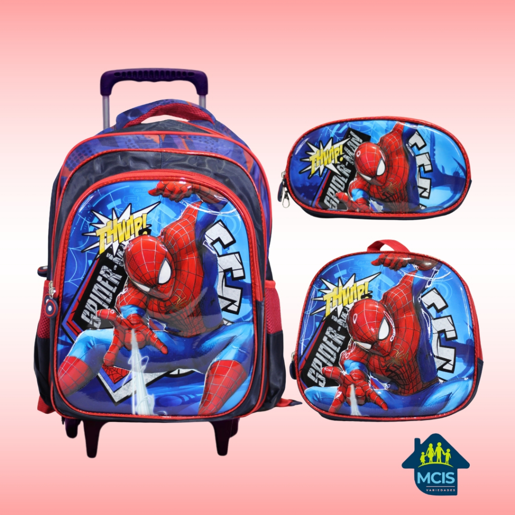 Mochila Homem Aranha Escolar Infantil Importada, Lancheira ,Estojo Estampas Em 3D Menina e Menino em Oferta na Shopee