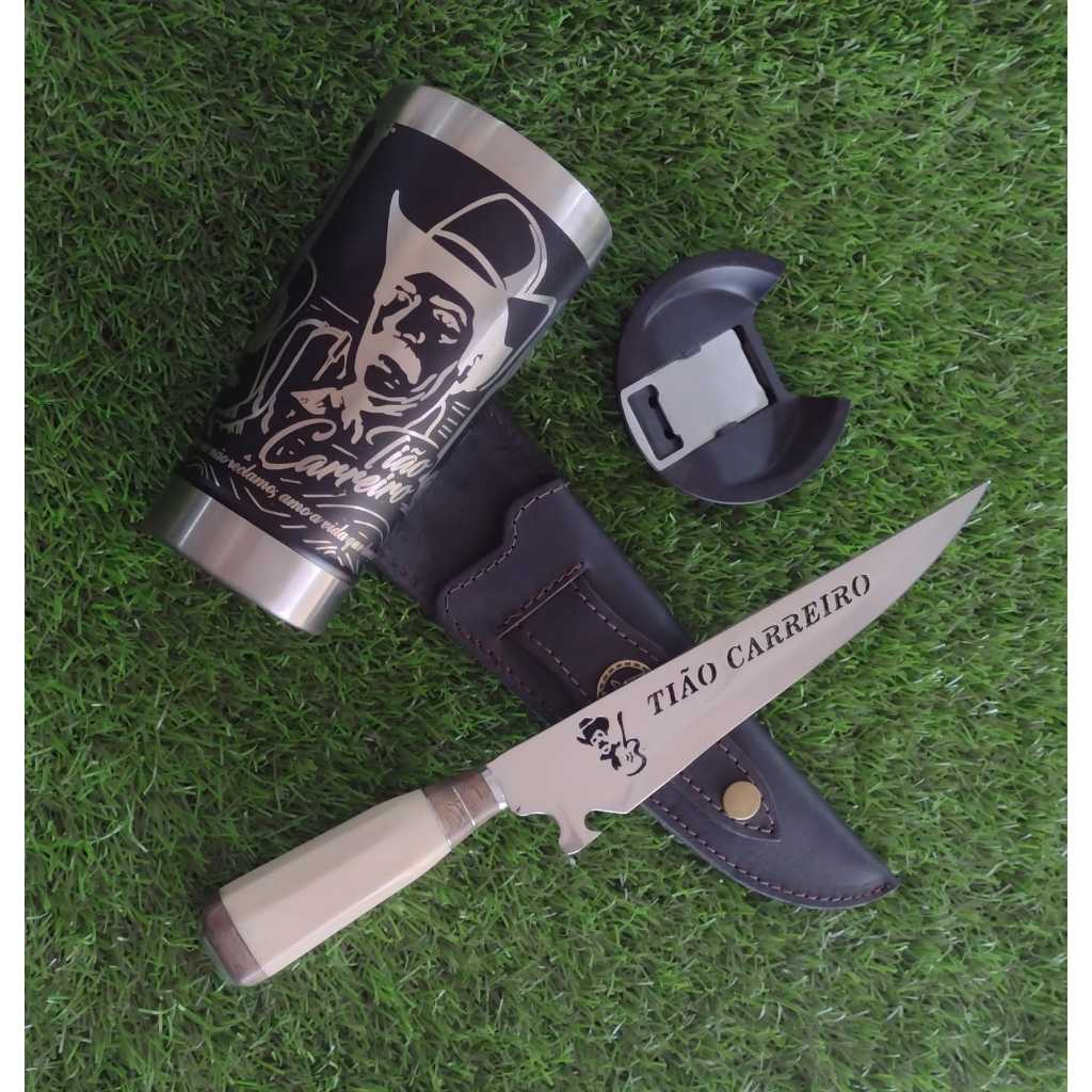 SuperKIT de Churrasco TIÃO CARREIRO! || Faca artesanal + Copo térmico 473ml