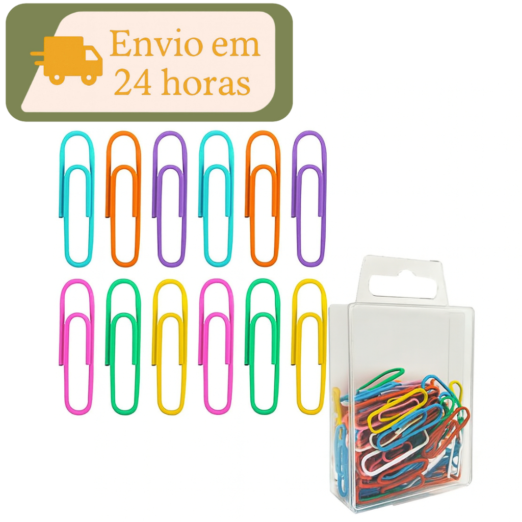 Clipes de Papel Coloridos – Kits com 100 ou 200 unidades