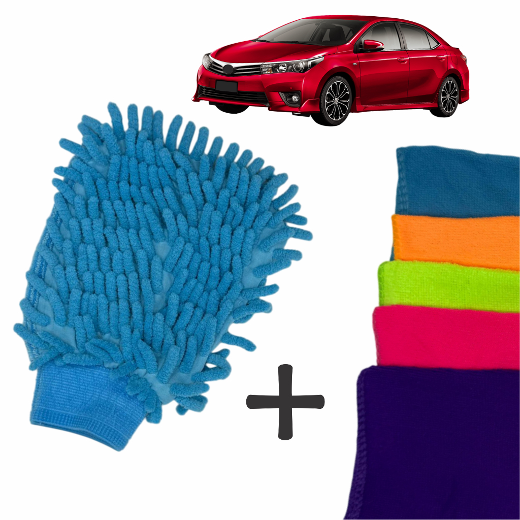 Luva +5 pano de Microfibra Kit Lavagem automotiva Lavar Carro Moto Caminhão Multiuso Luva Microfibra Luva +5 pano de Microfibra Kit Lavagem automotiva Lavar Carro Moto Caminhão Multiuso Luva Microfibra