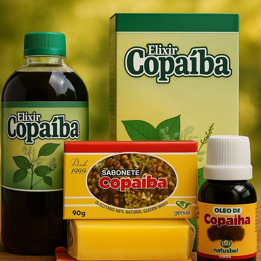 Kit Copaíba Natural – Elixir 500ml + Sabonete 90g + Óleo de Copaíba 20ml