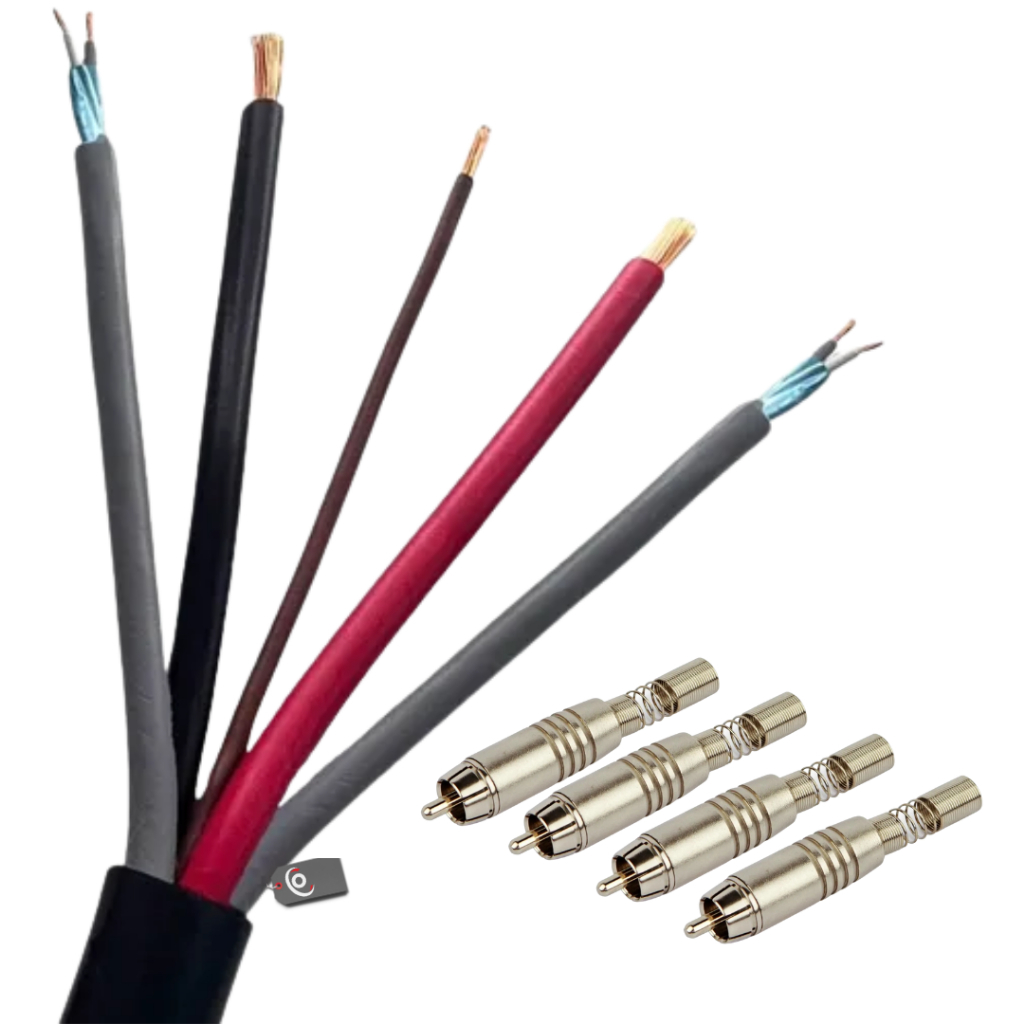 Kit Cabo Rack Móvel 5 Vias Mancini / 2 Vias Rca 20 Metros 4 Plugs Ninja Santo Angelo Sma