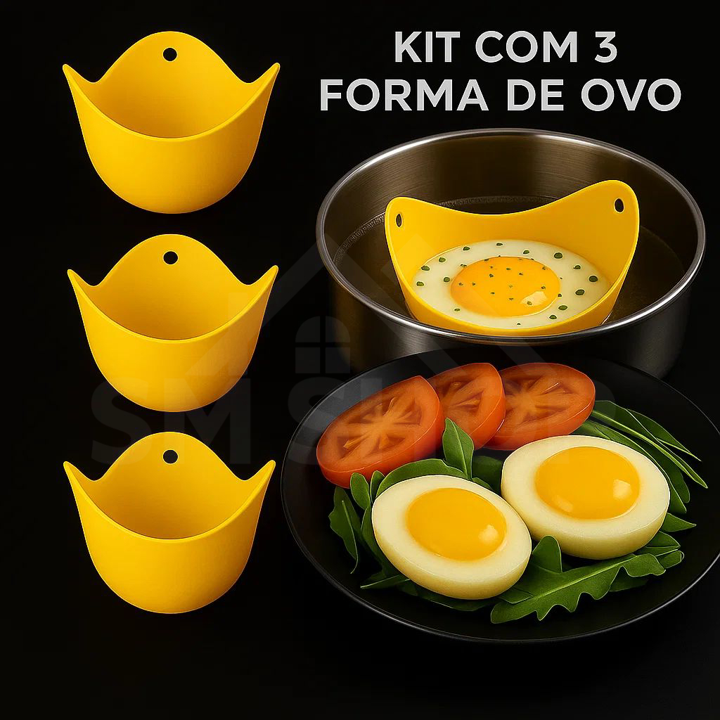 Kit 3 Forma De Silicone Para Ovos Ovo Pochê Livre Bpa Cozinha Sem Fritura Utilidades Envio Rapído