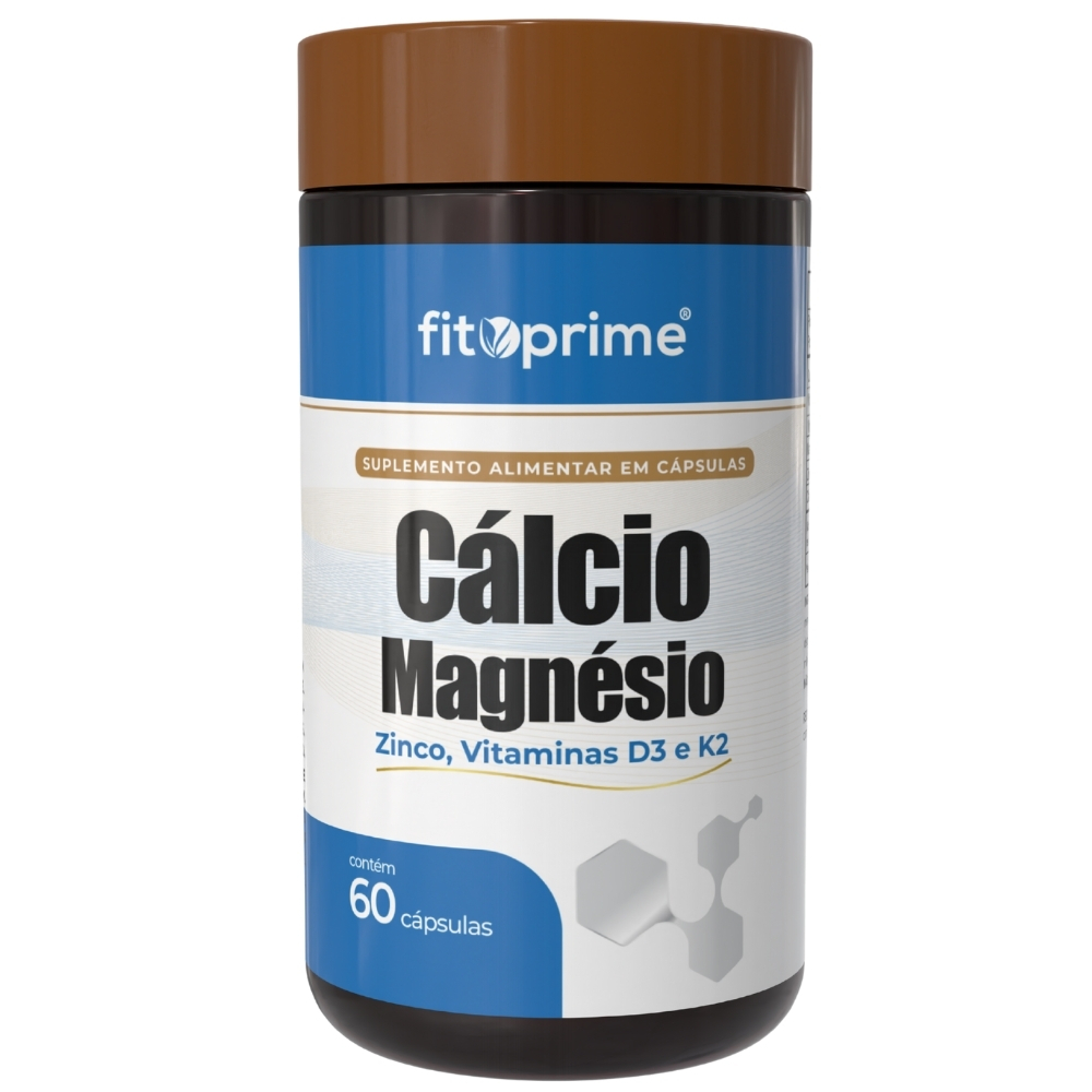 Cálcio Magnésio Zinco com Vitamina D3 e K2 Fitoprime Suplemento Alimentar 60 Cápsulas