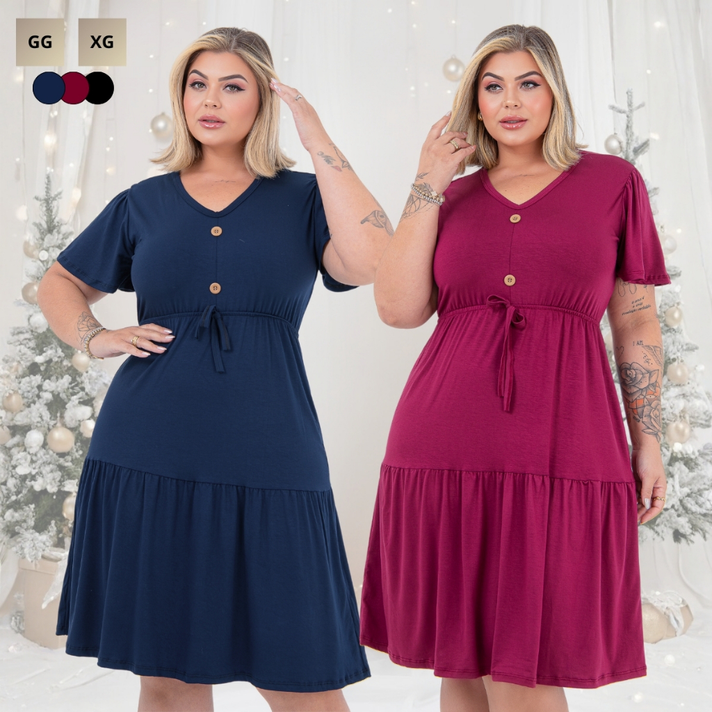 Vestido Plus Size Feminino Moda Evangélica Casual Tradicional