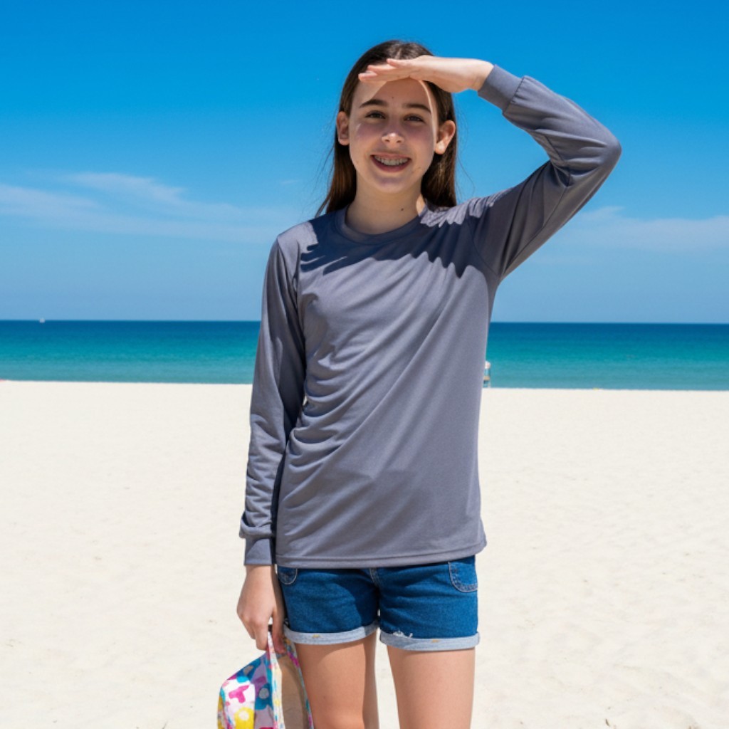 Camiseta Juvenil Menina Proteção Solar Térmica Uv50+ Manga Longa Segunda Pele Praia Piscina