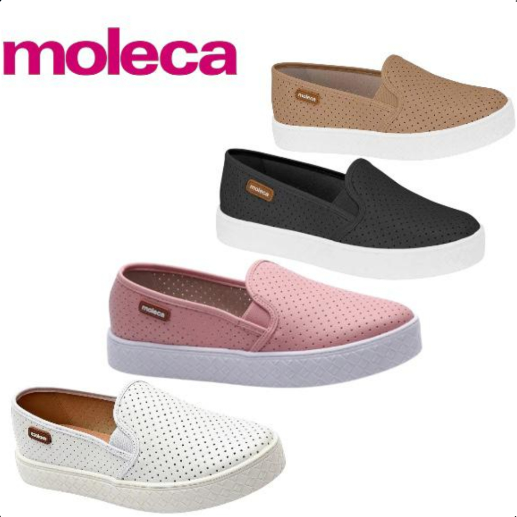 Tenis Slip On Flatform Feminino Moleca em Oferta na Shopee
