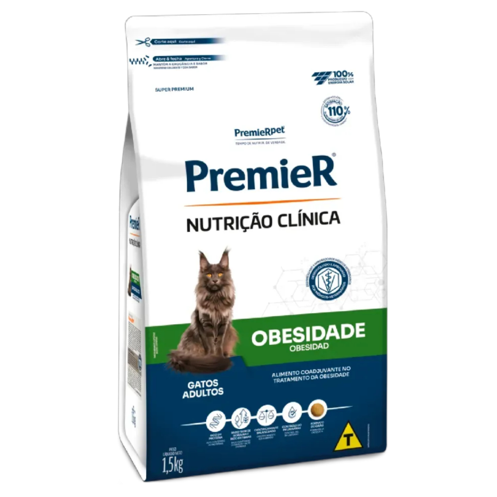 Ração Premier Nutrição Clínica Obesidade Gatos Adulto 1,5kg