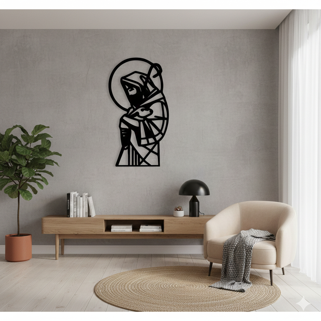 Quadro Decorativo Religioso em MDF 70cm– Arte Minimalista São José | Parede Moderna e Elegante