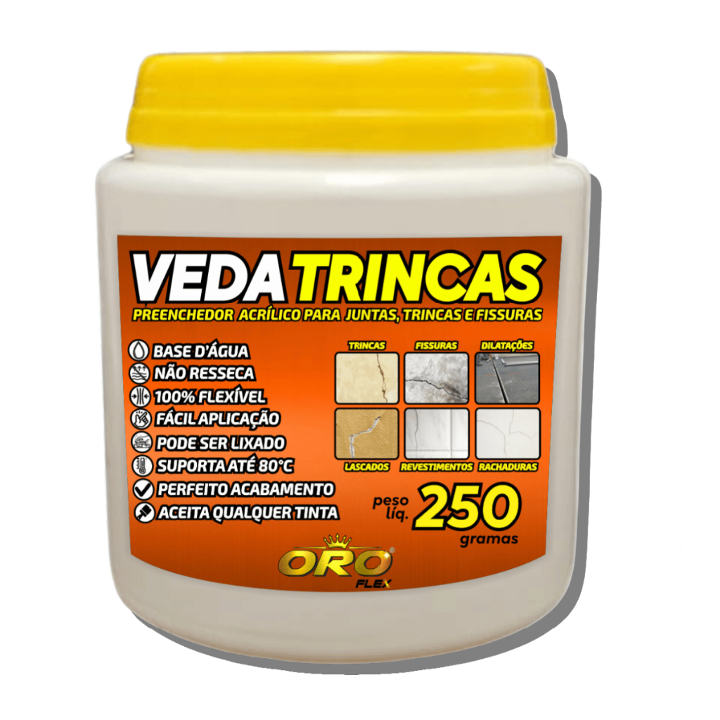 Massa VEDA TRINCAS de paredes, pisos, azulejos, rachaduras, frestas, lixa e pinta 250GR OROFLEX