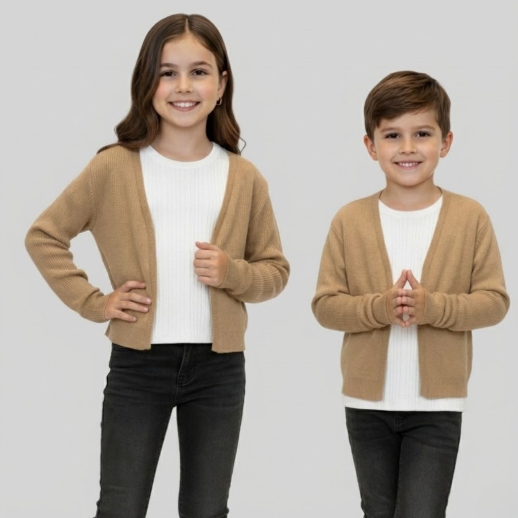 Cardigan Infantil Para Meia Estação Tricot Premium Elegante