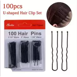 Kit Grampos de Cabelo Aço 4cm 5cm e 6cm Preto (100 Peças)