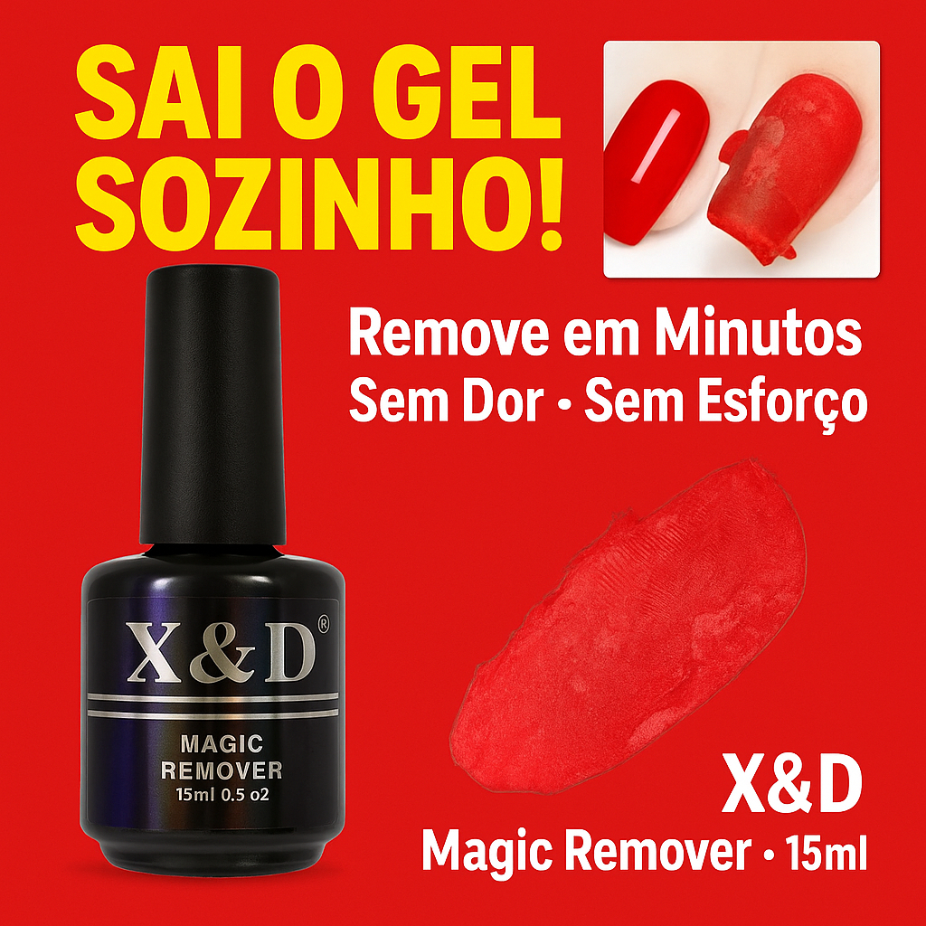Removedor De Esmalte Em Gel X&D Magic Remover 15ml Fácil e Rápido Para Tirar Gel