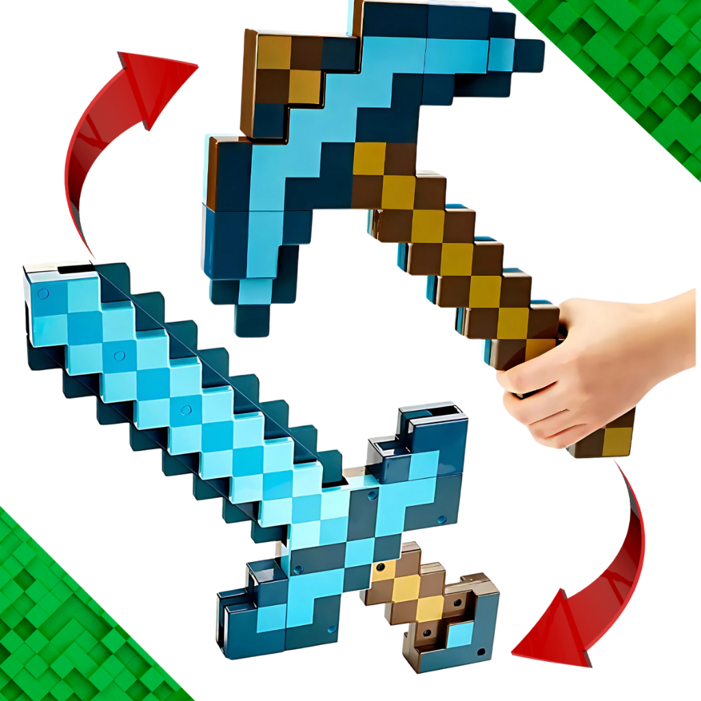 Espada vira Picareta Diamante  Infantil 2em1  linha especial jogo Presente de Natal