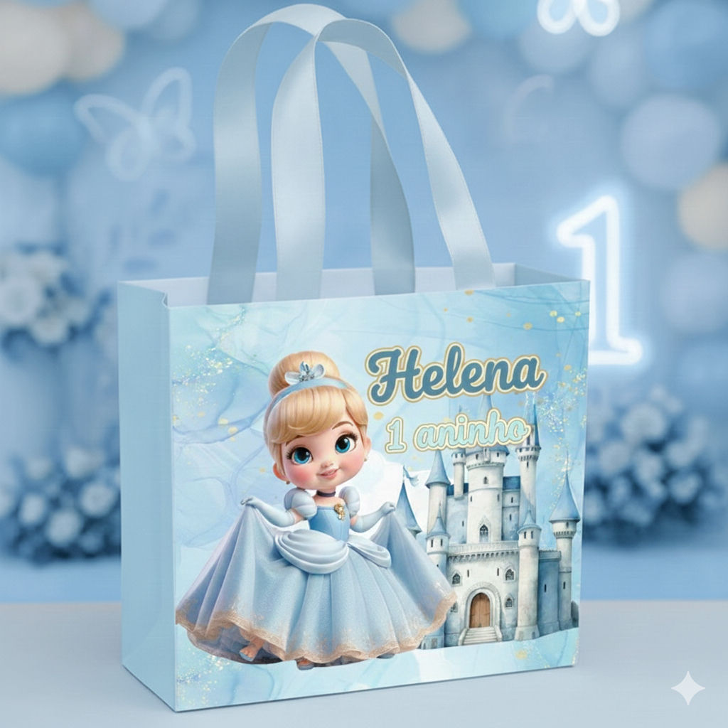 Sacolinha grande personalizada CINDERELA BABY - lembrancinhas de festa infantil