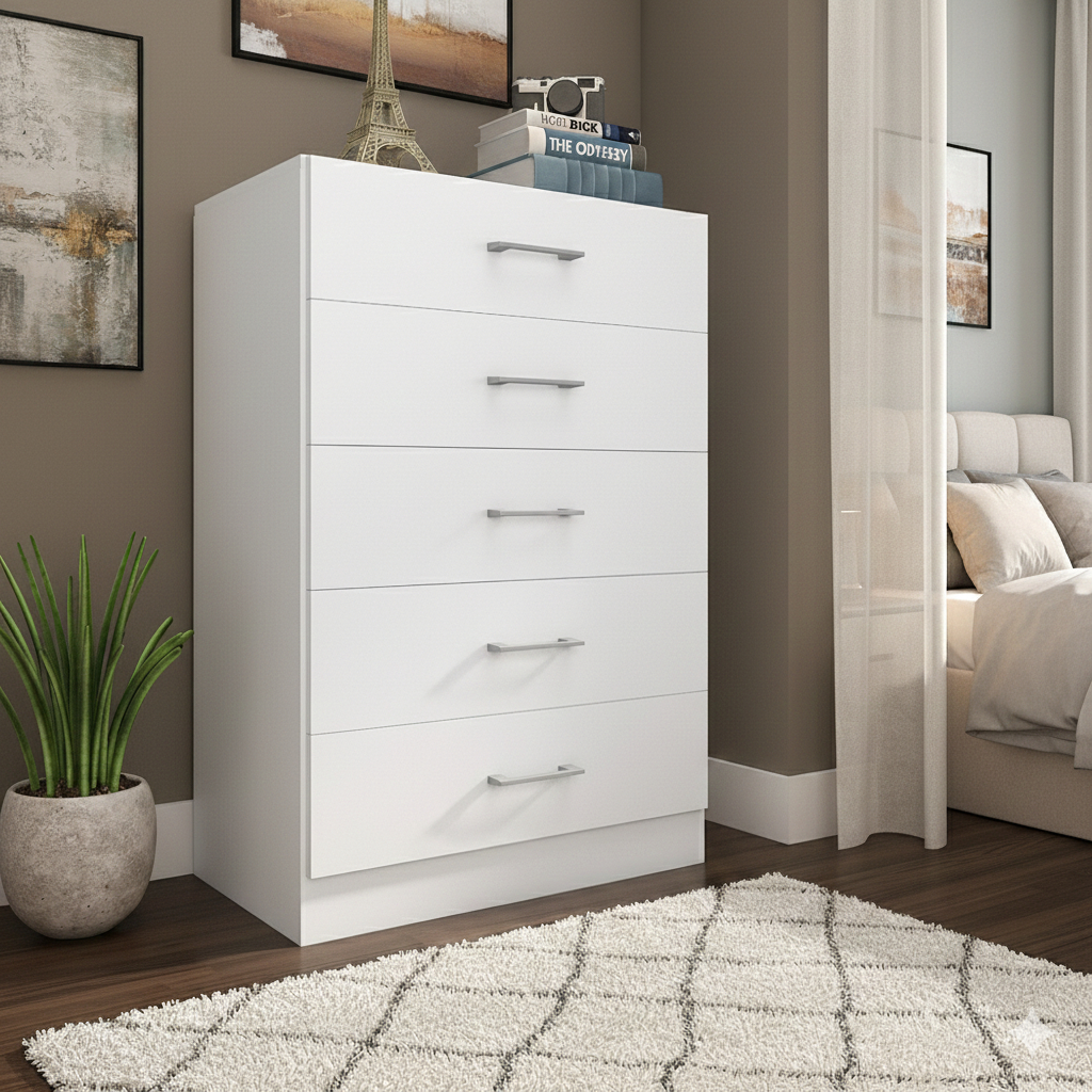 Cômoda para Quarto com 5 Gavetas Aruba Compacta Shark Móveis em Oferta na Shopee