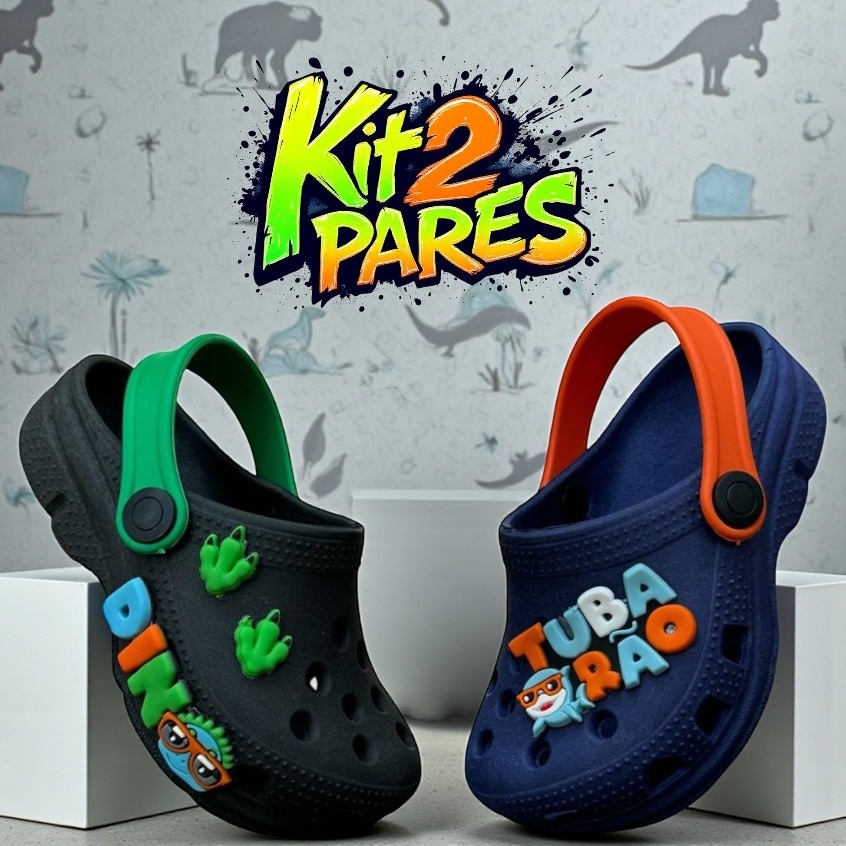 Sandália Babuche Infantil Menino Confortável Antiderrapante Dinossauro Promoção Dia das Crianças