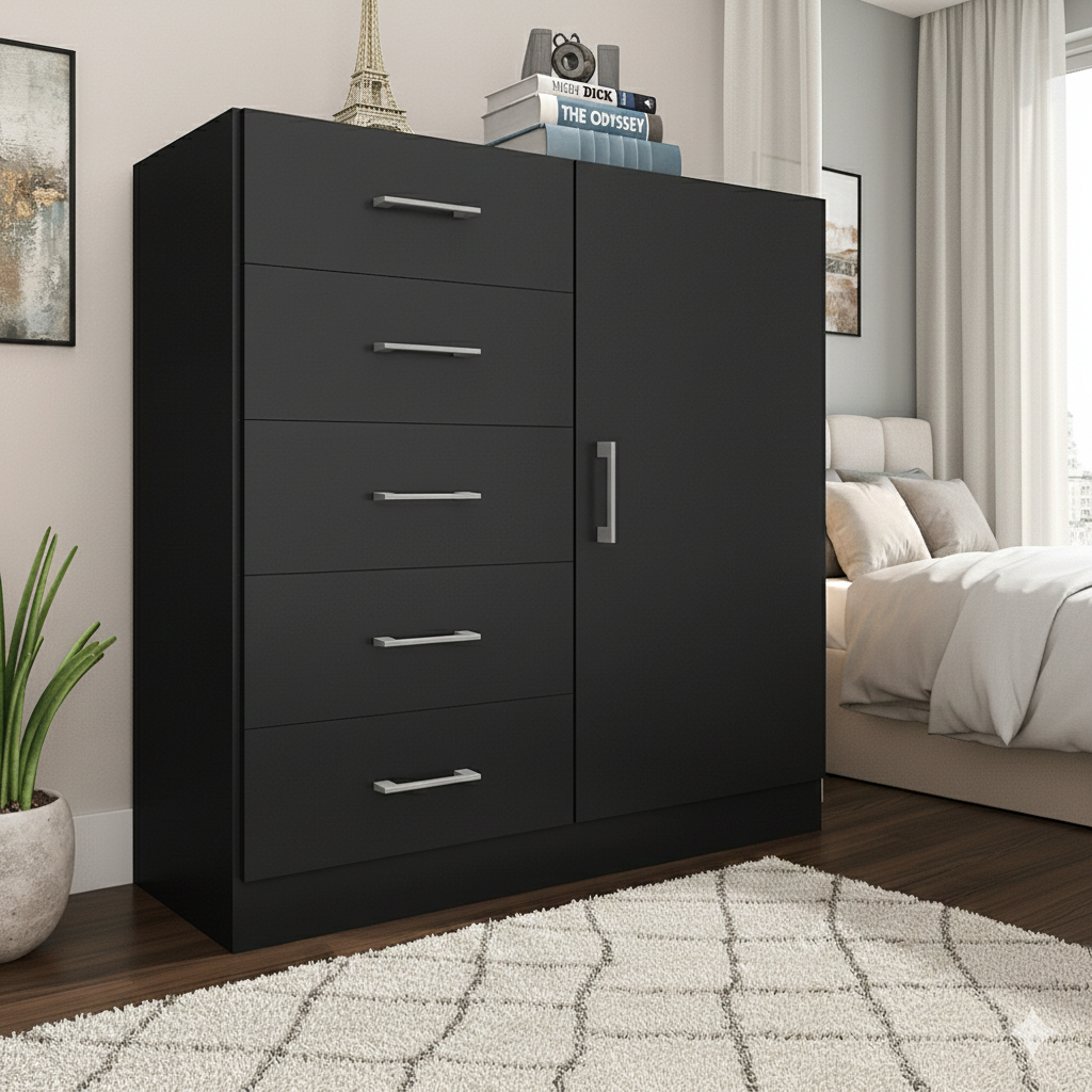 Cômoda Miami 5 Gavetas 1 Porta Sapateira Shark Móveis em Oferta na Shopee