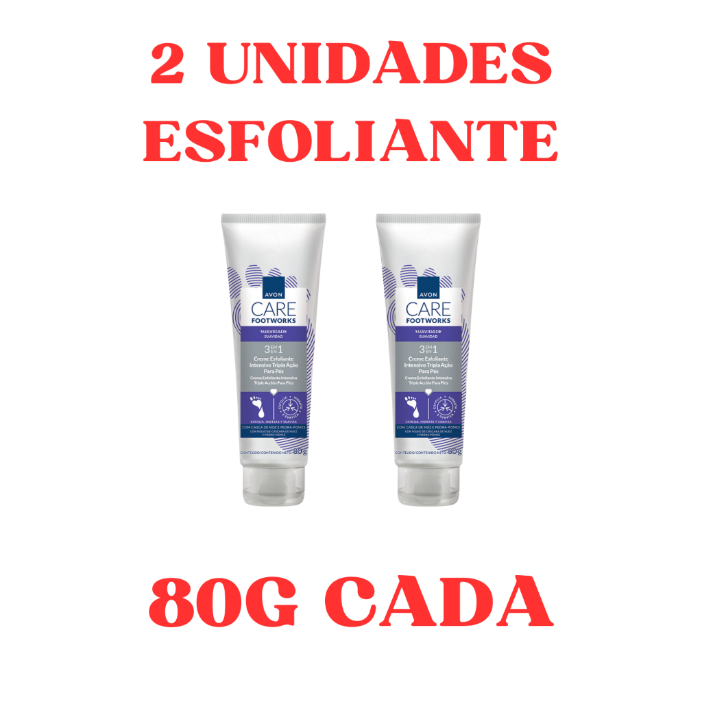 COMBO (2 UNIDADES) Avon Care Footworks Creme Esfoliante para os pés 80g cada