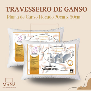 Kit 4 Travesseiro Pluma de Ganso Flocado Em Espuma Confortavel e Macio Antiacaro 70x50cm em Oferta na Shopee