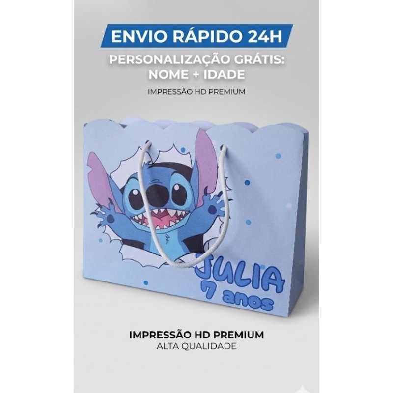 Sacolinha Nuvem G Stitch | Pegue e Monte | Papel 180g | Personalizada | Envio em 24h