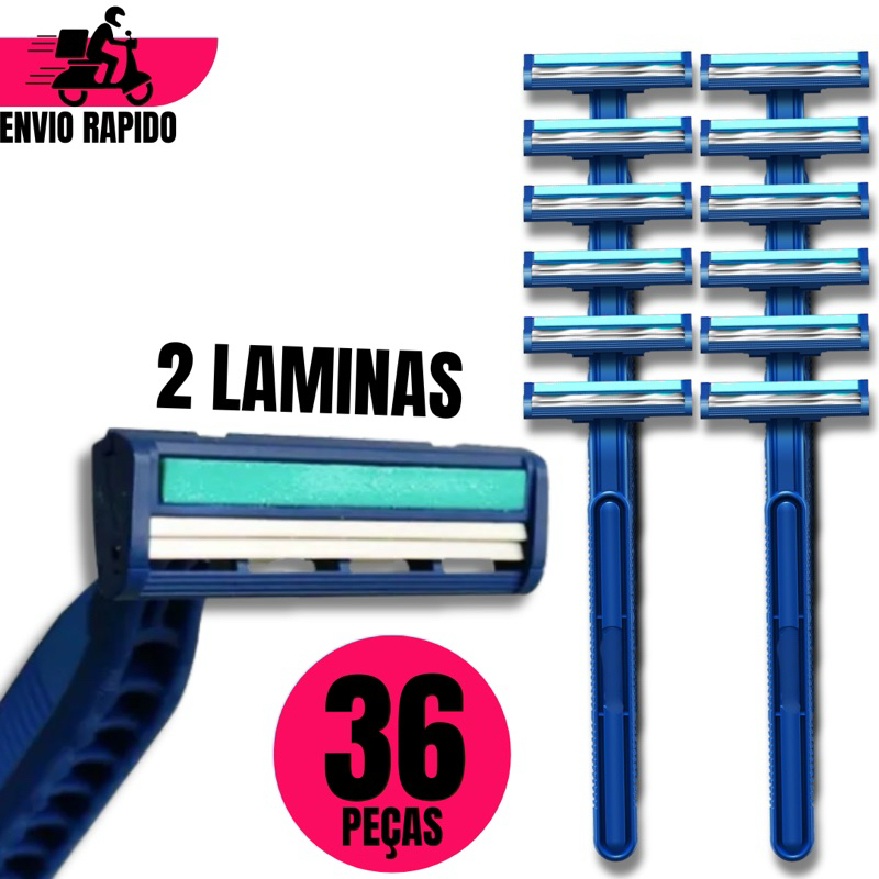 Kit 36 Prestobarba Aparelho De Barbear 2 Lâminas Com Fita Lubrificante Barbeador Descartável Resort Premium Confort