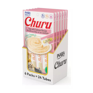 Petisco CHuru para Gatos Atum com Salmao Display com 6 pacotes em Oferta na Shopee