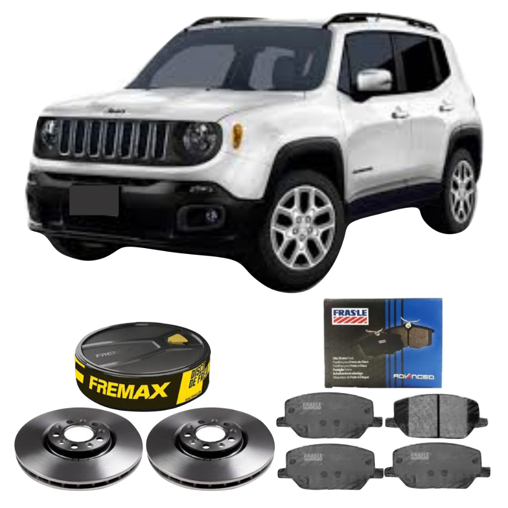 Kit Disco De Freio Fremax + Pastilha Frasle Dianteira Jeep Renegade 1.3 1.8 2.0 2015 A 2025