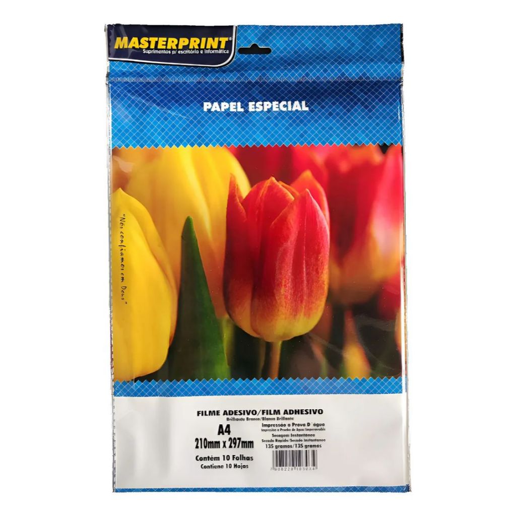 Vinil Adesivo Branco 135g Masterprint 10 Folhas Impressora Jato de Tinta