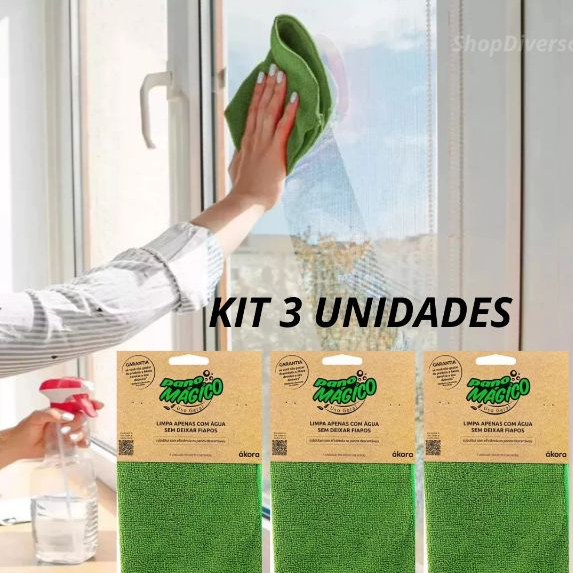 kit 3 Unidades Pano Magico Uso Geral Limpa Todo Tipo de Superfície Apenas Com Agua Sem Fiapos em Oferta na Shopee