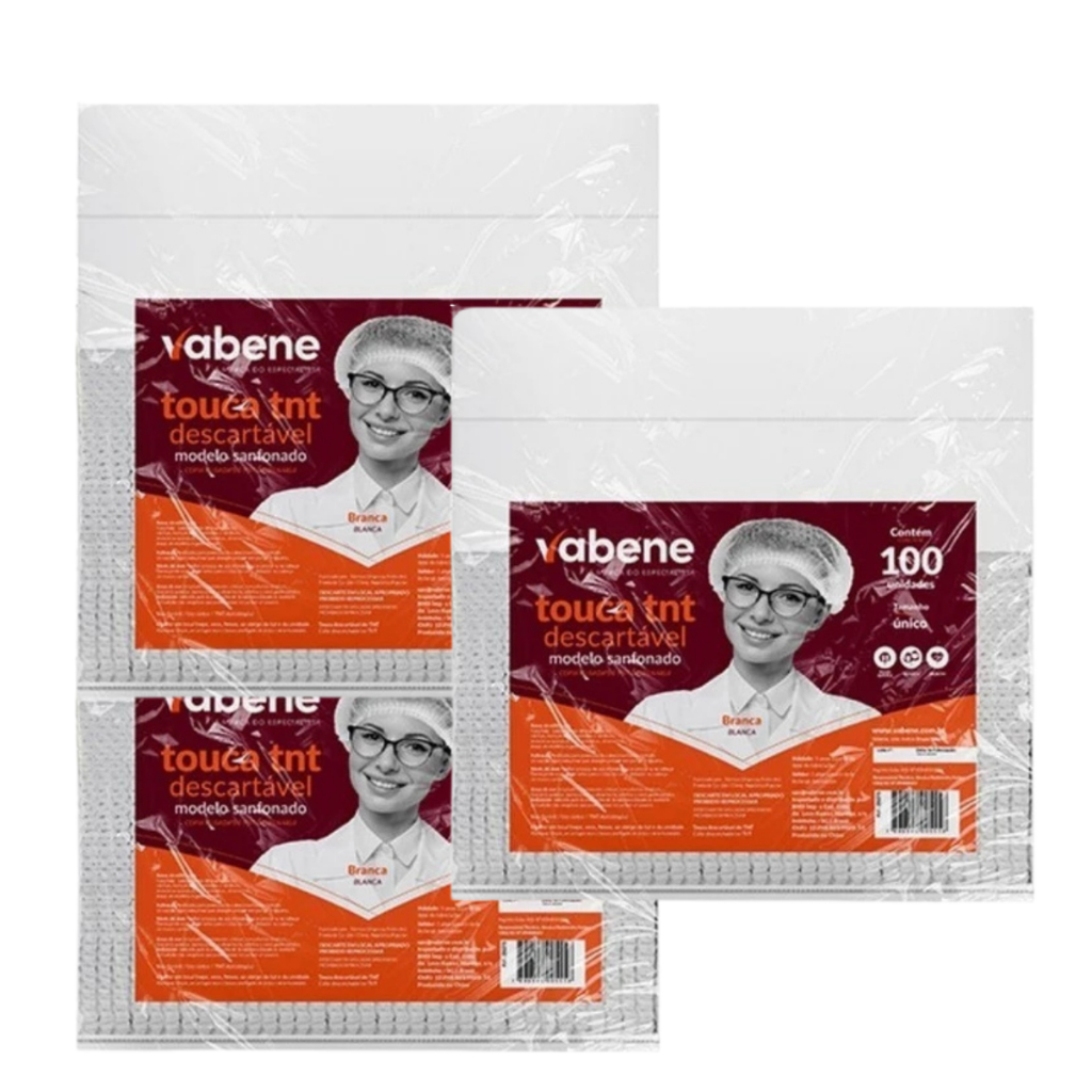 Toucas TNT Sanfonada descartável com Elástico 100un Cada Vabene Branca Rosa ou Preta em Oferta na Shopee