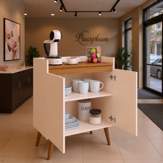 Aparador Buffet Retrô Sala Hall De Entrada Cantinho Do Café Laís 2 Portas Prateleira Interna GB em Oferta na Shopee