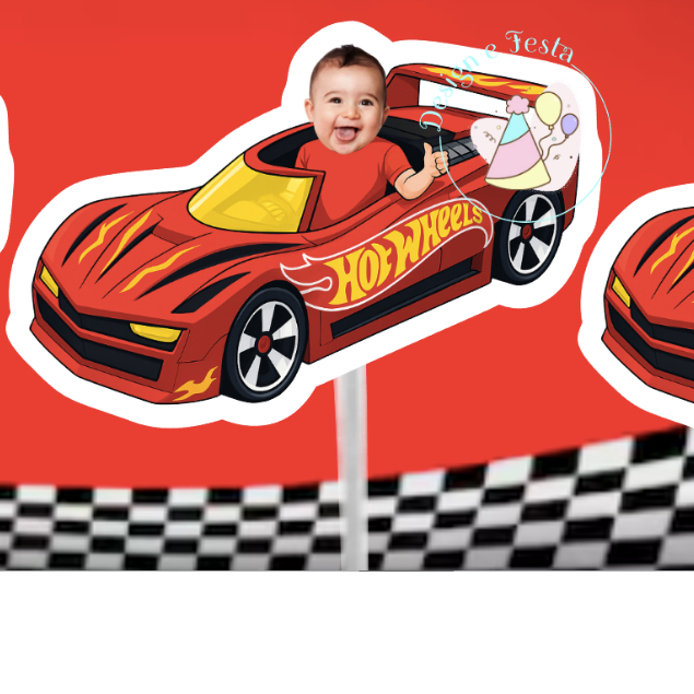 Topper para docinho Hot Wheels rostinho personalizado, festa infantil menino em Oferta na Shopee