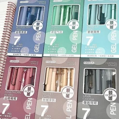 7Pcs/Box Minimalista Transparente 0,5mm Caneta Gel De Alta Qualidade De Tinta Preta Secagem Rápida