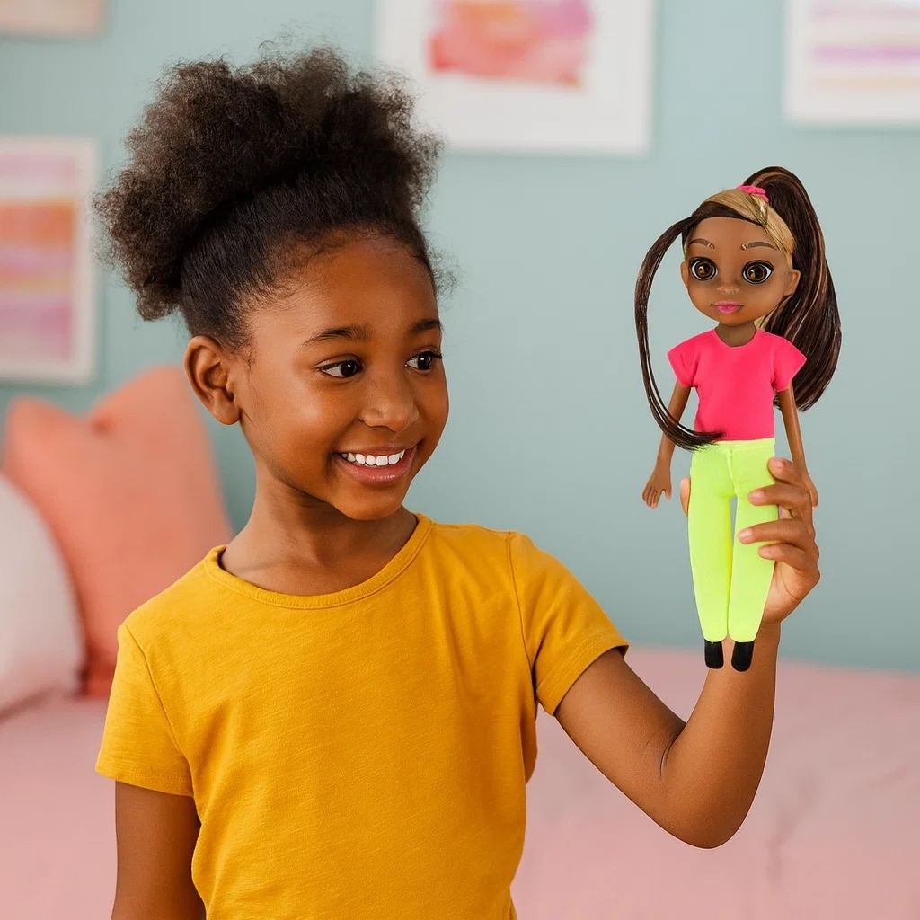 Boneca violet negra acessorios pente espelho cabelo brinquedo menina estilo barbie presente colecao