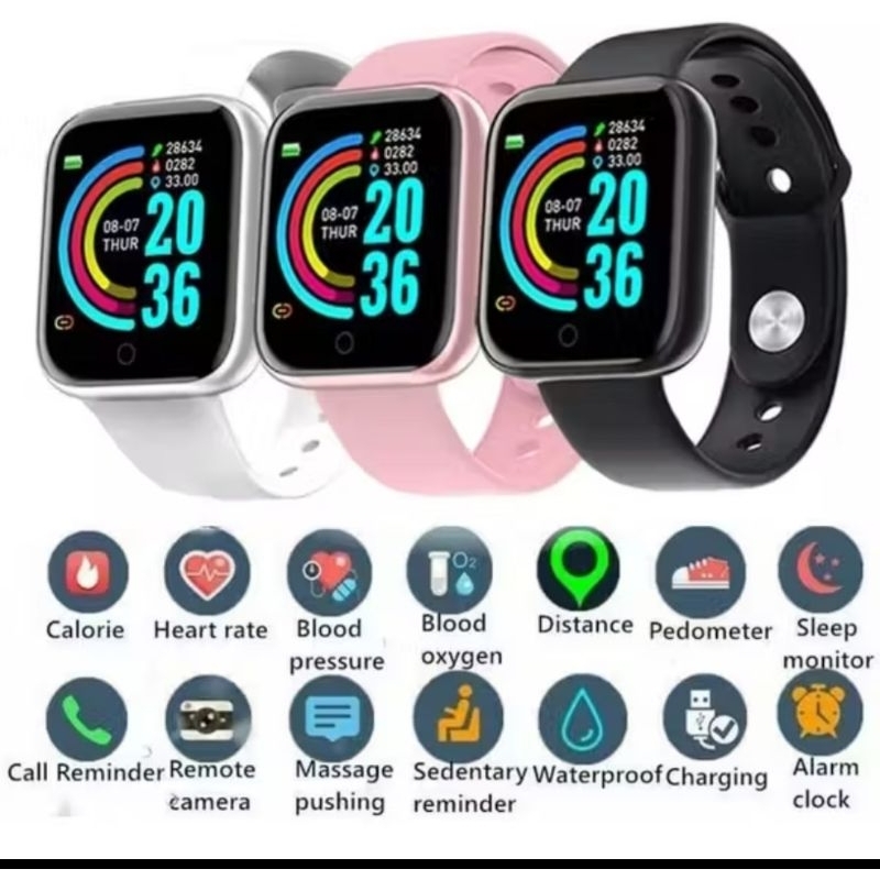 Smartwatch D20 Pro Y68 Relógio Inteligente Bluetooth Resistente Água + Batimentos