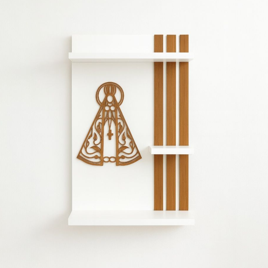 Oratório Ripado 100% Mdf Suporte Parede Nossa Senhora Cantinho Da Oração em Oferta na Shopee