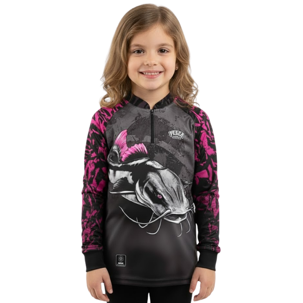 Camisa Camiseta Blusa de Pesca Pirarara Infantil menina com Proteção uv50 em Oferta na Shopee