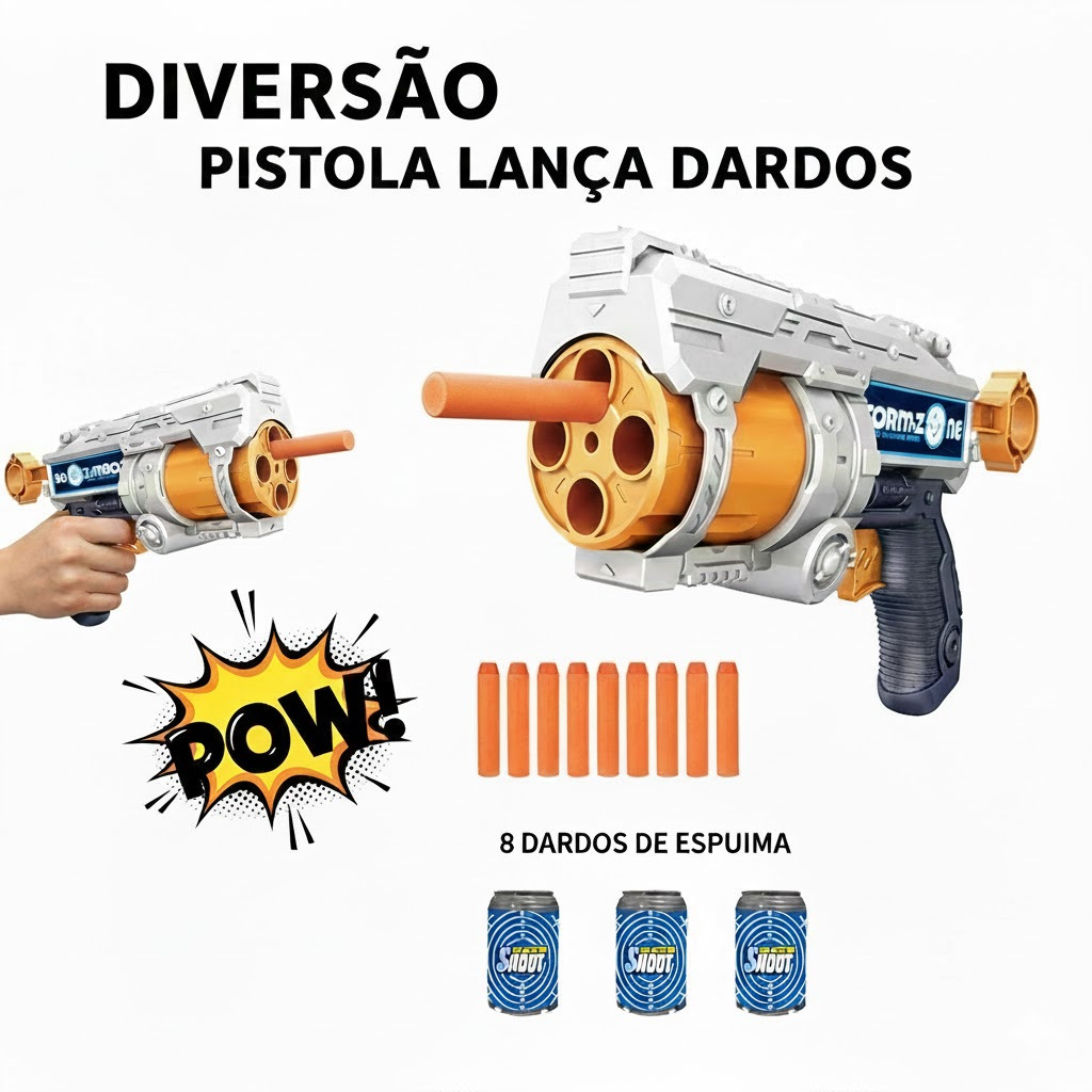 Pistola de Brinquedo Lança Dardos 12 Peças Tipo Nerf Sortida Com alvos Infantil Seguro Lançador