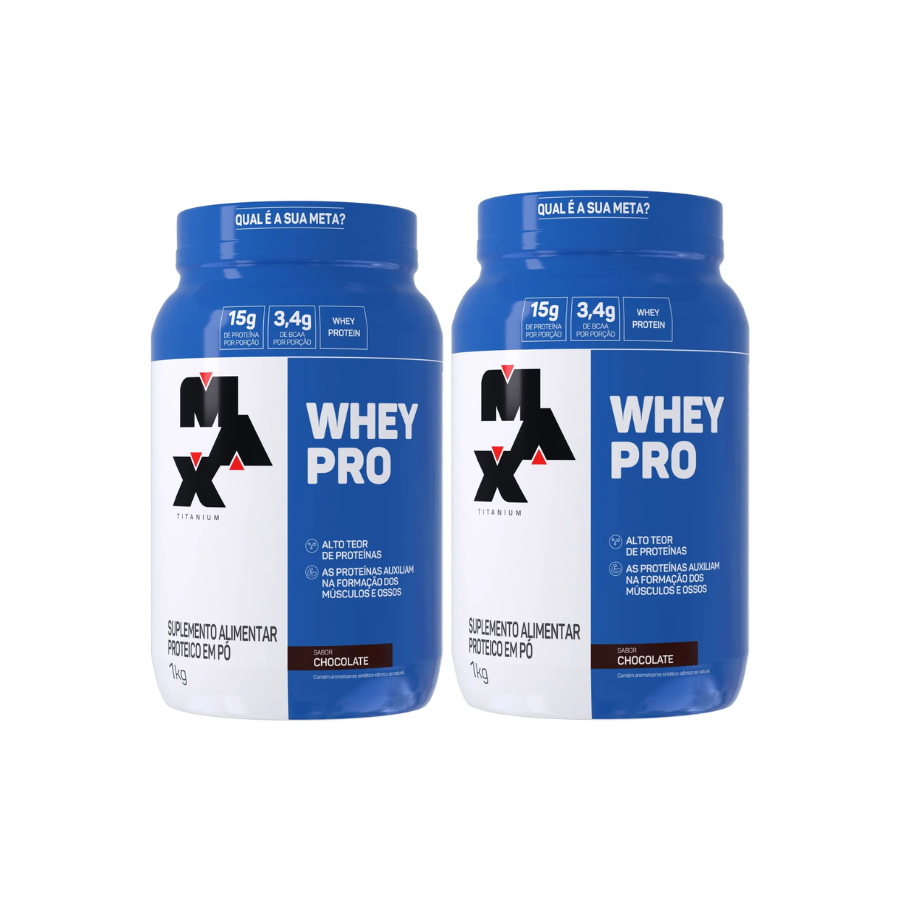 Kit 2x Whey Pro Max Titanium - Suplemento em Pó 1kg Pote Proteico Todos os Sabores em Oferta na Shopee