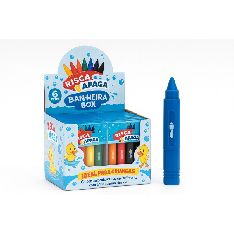 Canetas Mágicas p Banho 6 Cores Risca e Apaga Infantil Atóxicas para Desenhar no Azulejo e Banheira